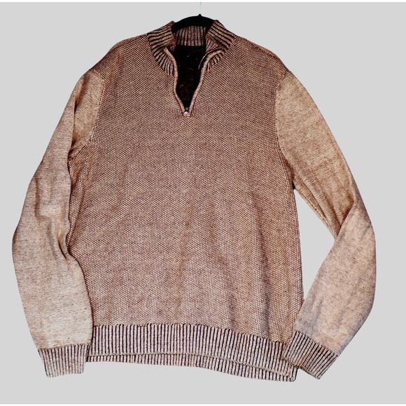 urban pipeline Other - Urban Pipeline Sweater Mens XXL Brown Ribbed Hem Cuffs 1/4 Zip Cotton Blend